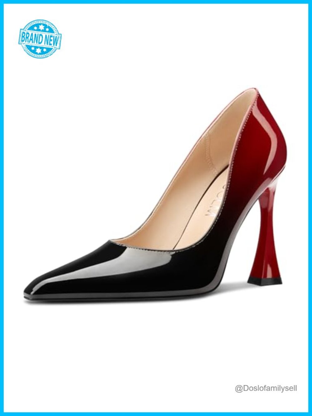 Womens Stiletto High Heel Square Toe Pumps Slip-On Office Dress Patent Leather